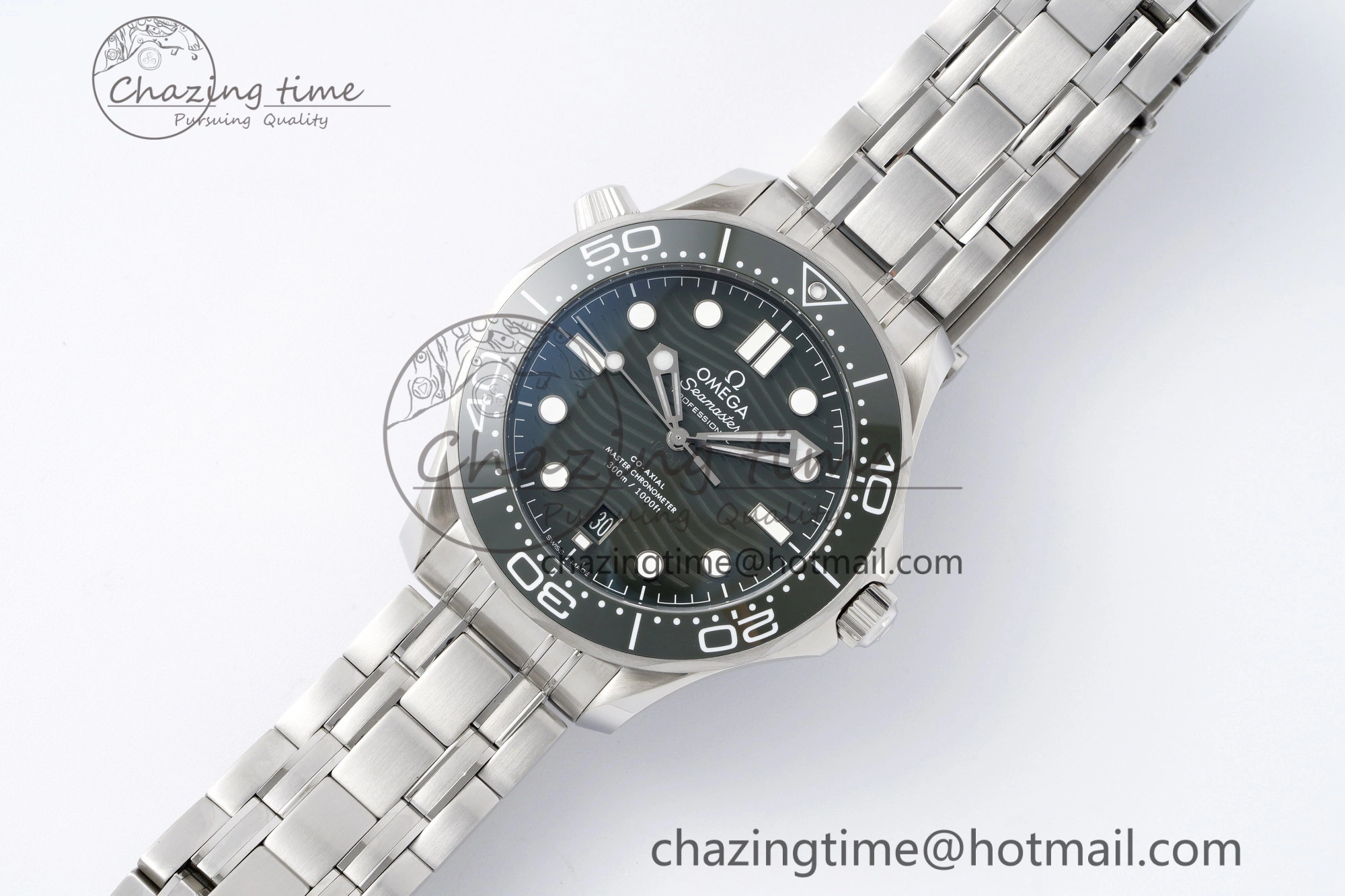 Seamaster Diver 300M ZF 1:1 Best Edition Green Ceramic Green Dial on SS Bracelet A8800