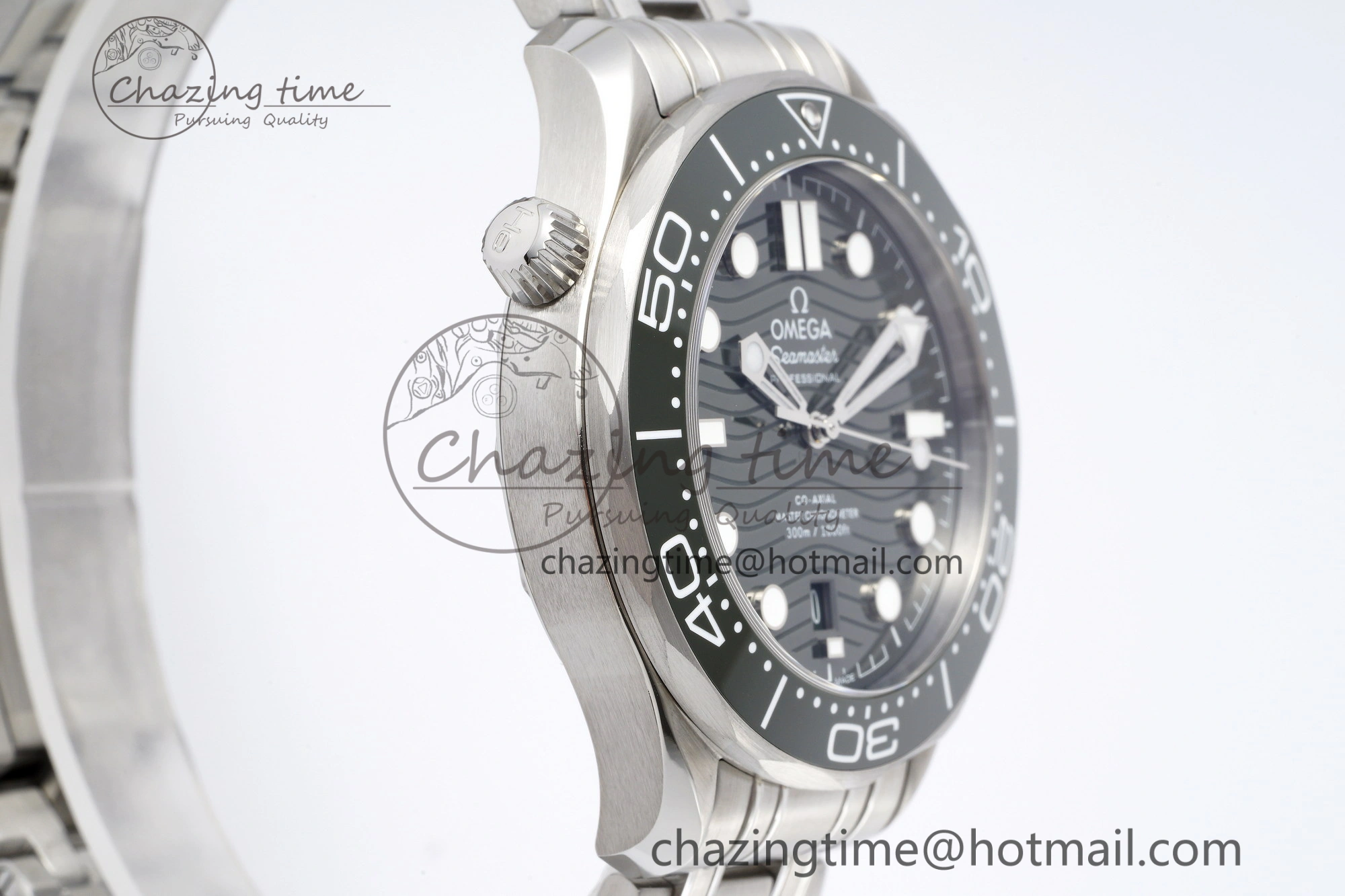 Seamaster Diver 300M ZF 1:1 Best Edition Green Ceramic Green Dial on SS Bracelet A8800