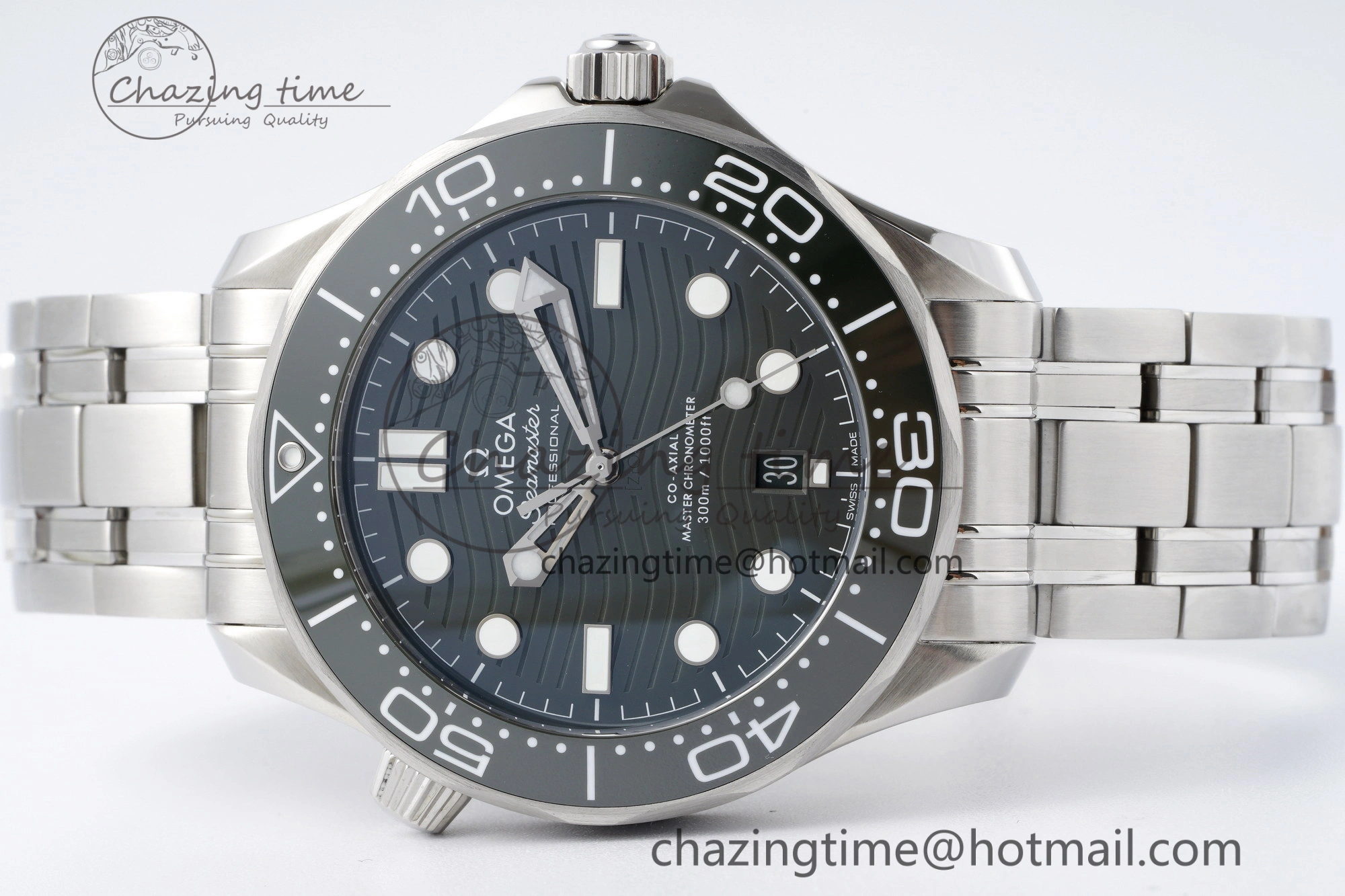 Seamaster Diver 300M ZF 1:1 Best Edition Green Ceramic Green Dial on SS Bracelet A8800