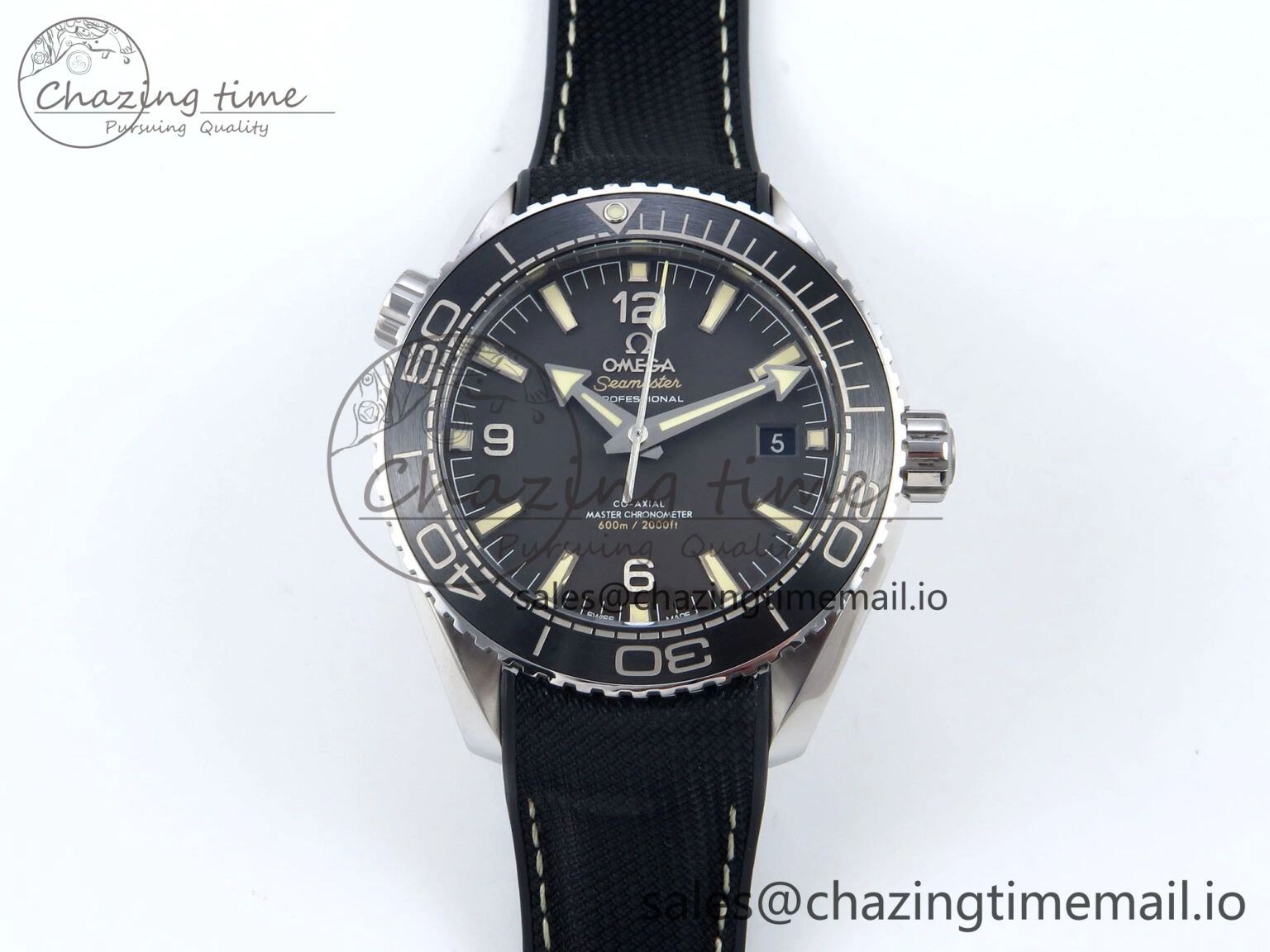 Seamaster Planet Ocean 600M 43.5mm SS SCF 1:1 Best Edition Black Bezel Black Dial on Black Rubber Strap A8900 Super Clone