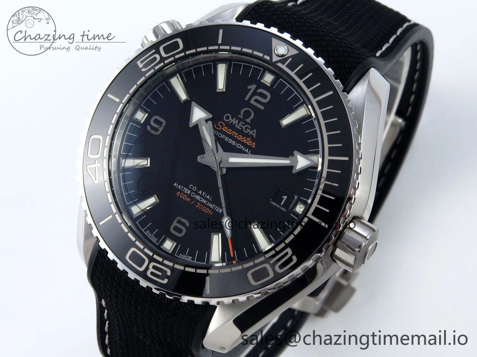 Seamaster Planet Ocean 600M 43.5mm SS SCF 1:1 Best Edition Black Bezel Black Dial on Black Rubber Strap A8900 Super Clone