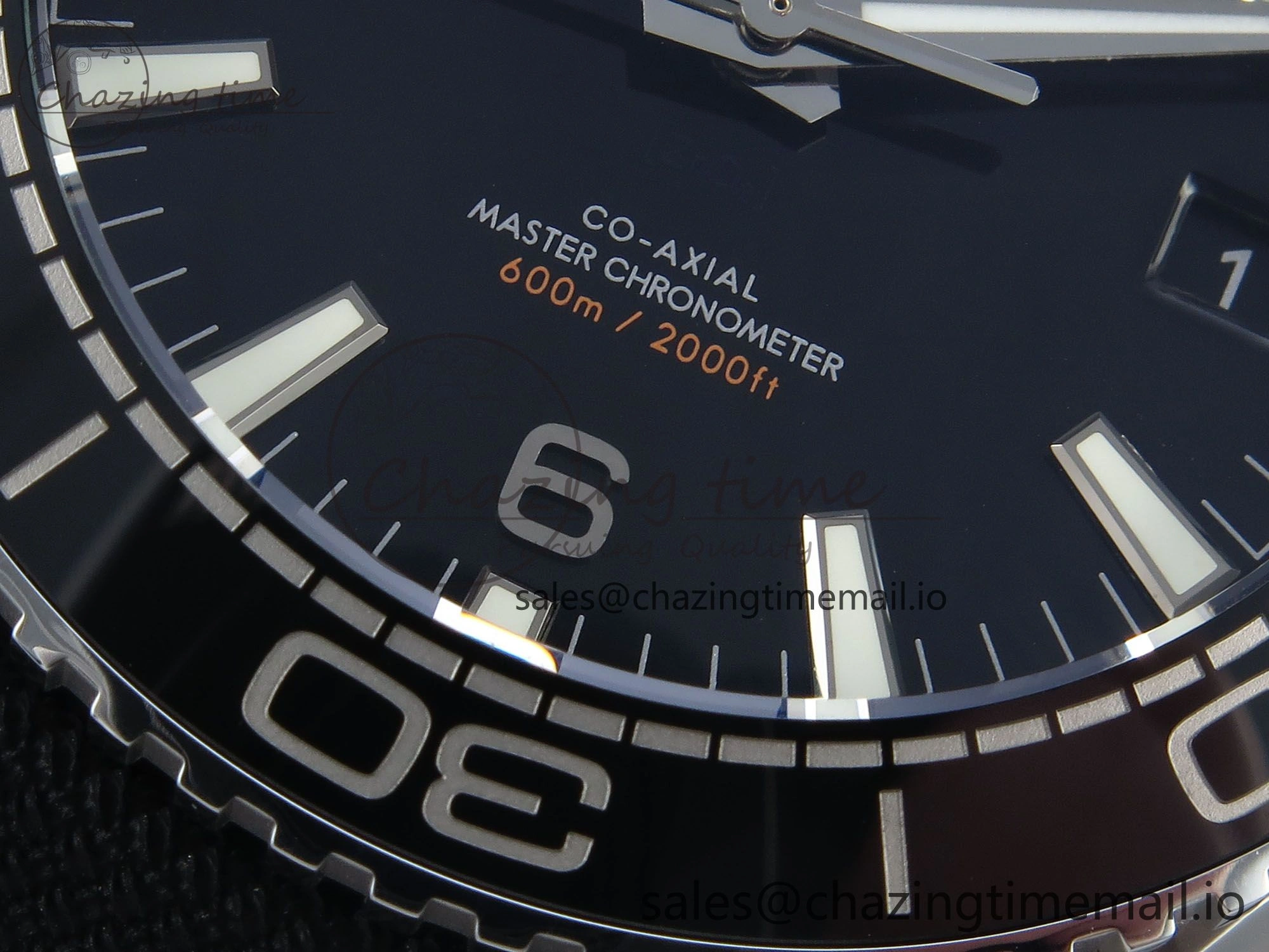 Seamaster Planet Ocean 600M 43.5mm SS SCF 1:1 Best Edition Black Bezel Black Dial on Black Rubber Strap A8900 Super Clone
