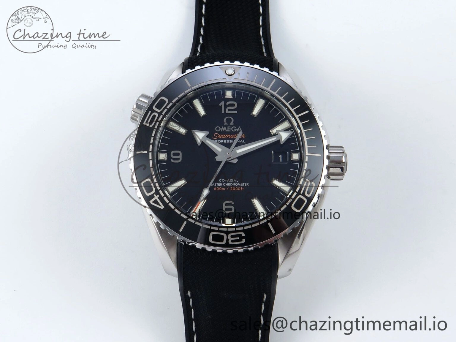 Seamaster Planet Ocean 600M 43.5mm SS SCF 1:1 Best Edition Black Bezel Black Dial on Black Rubber Strap A8900 Super Clone