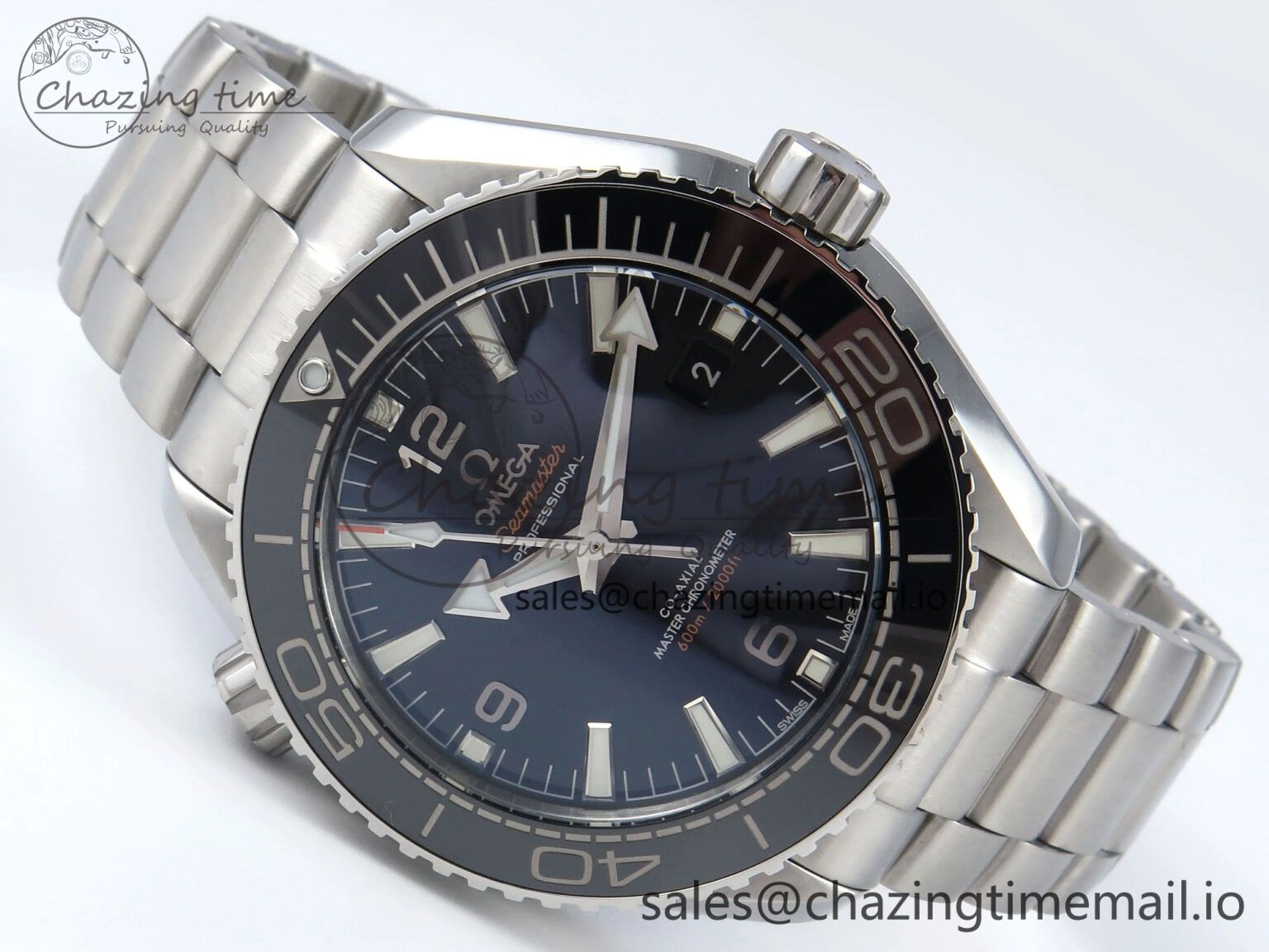 Seamaster Planet Ocean 600M 43.5mm SS SCF 1:1 Best Edition Black Bezel Black Dial on SS Bracelet A8900 Super Clone