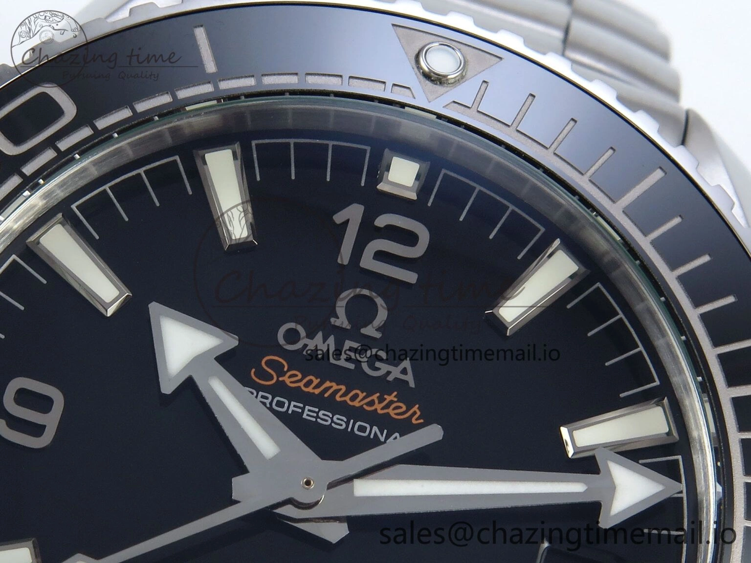 Seamaster Planet Ocean 600M 43.5mm SS SCF 1:1 Best Edition Black Bezel Black Dial on SS Bracelet A8900 Super Clone