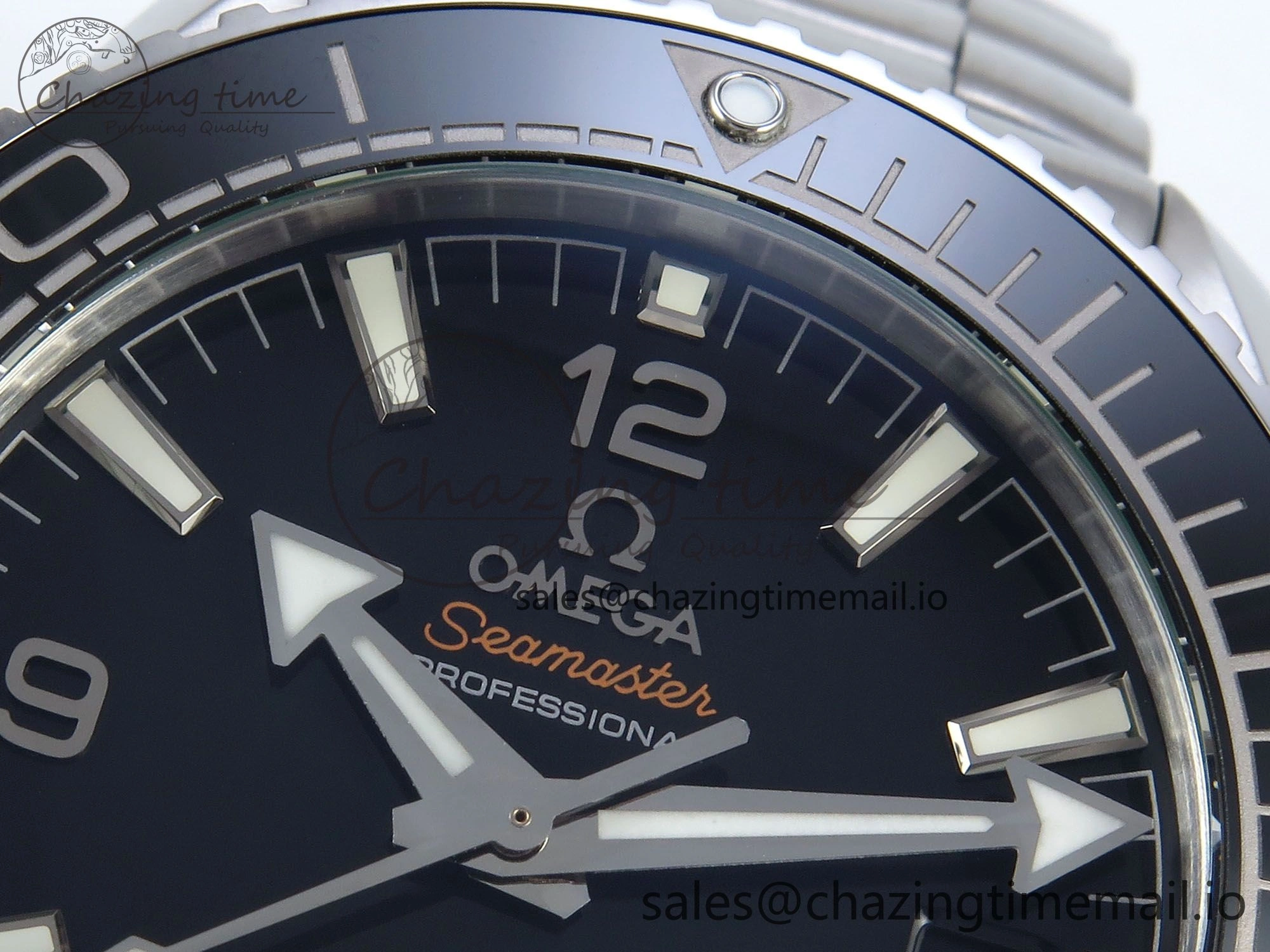Seamaster Planet Ocean 600M 43.5mm SS SCF 1:1 Best Edition Black Bezel Black Dial on SS Bracelet A8900 Super Clone