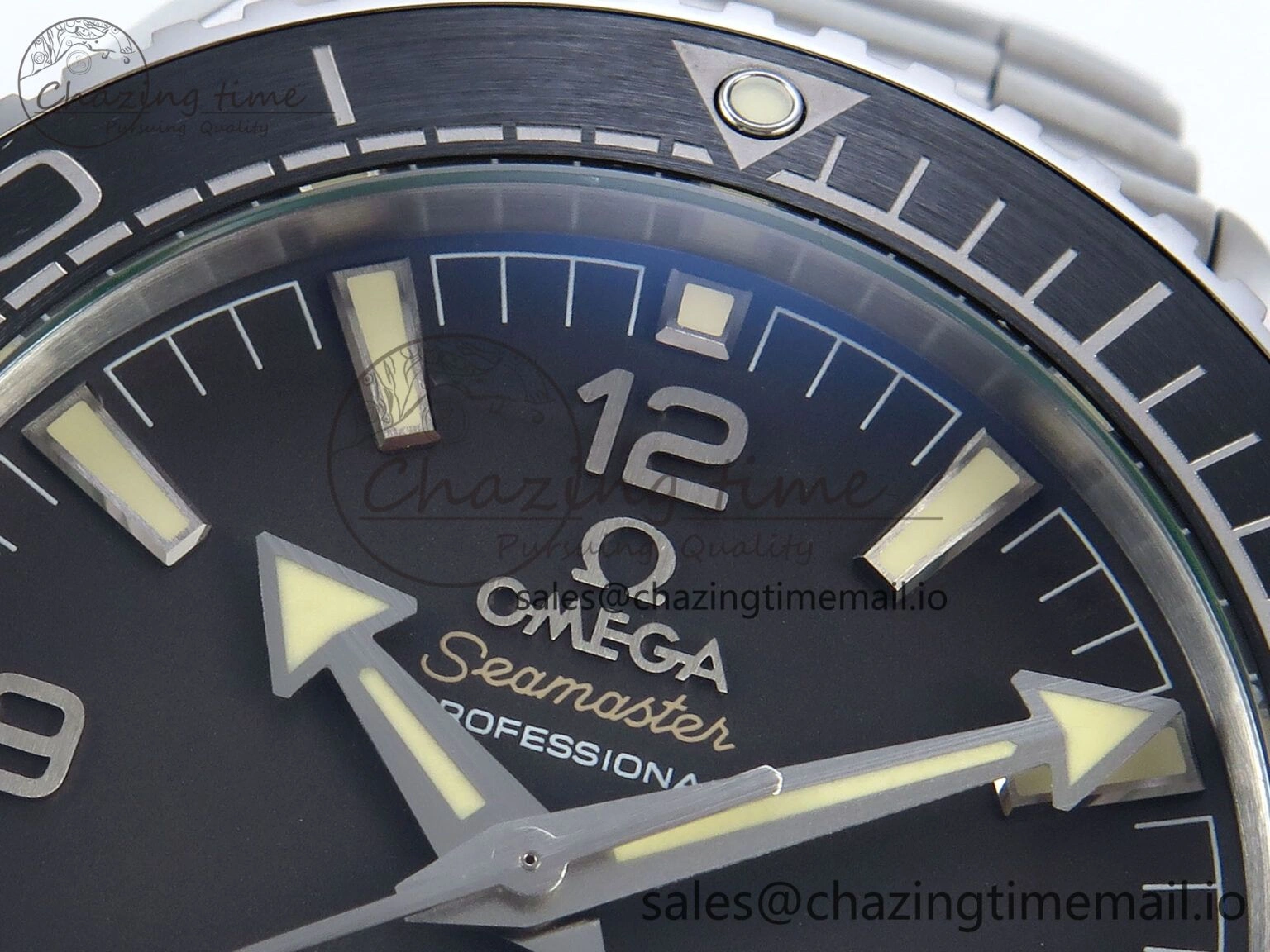 Seamaster Planet Ocean 600M 43.5mm SS SCF 1:1 Best Edition Black Bezel Black Dial on SS Bracelet A8900 Super Clone