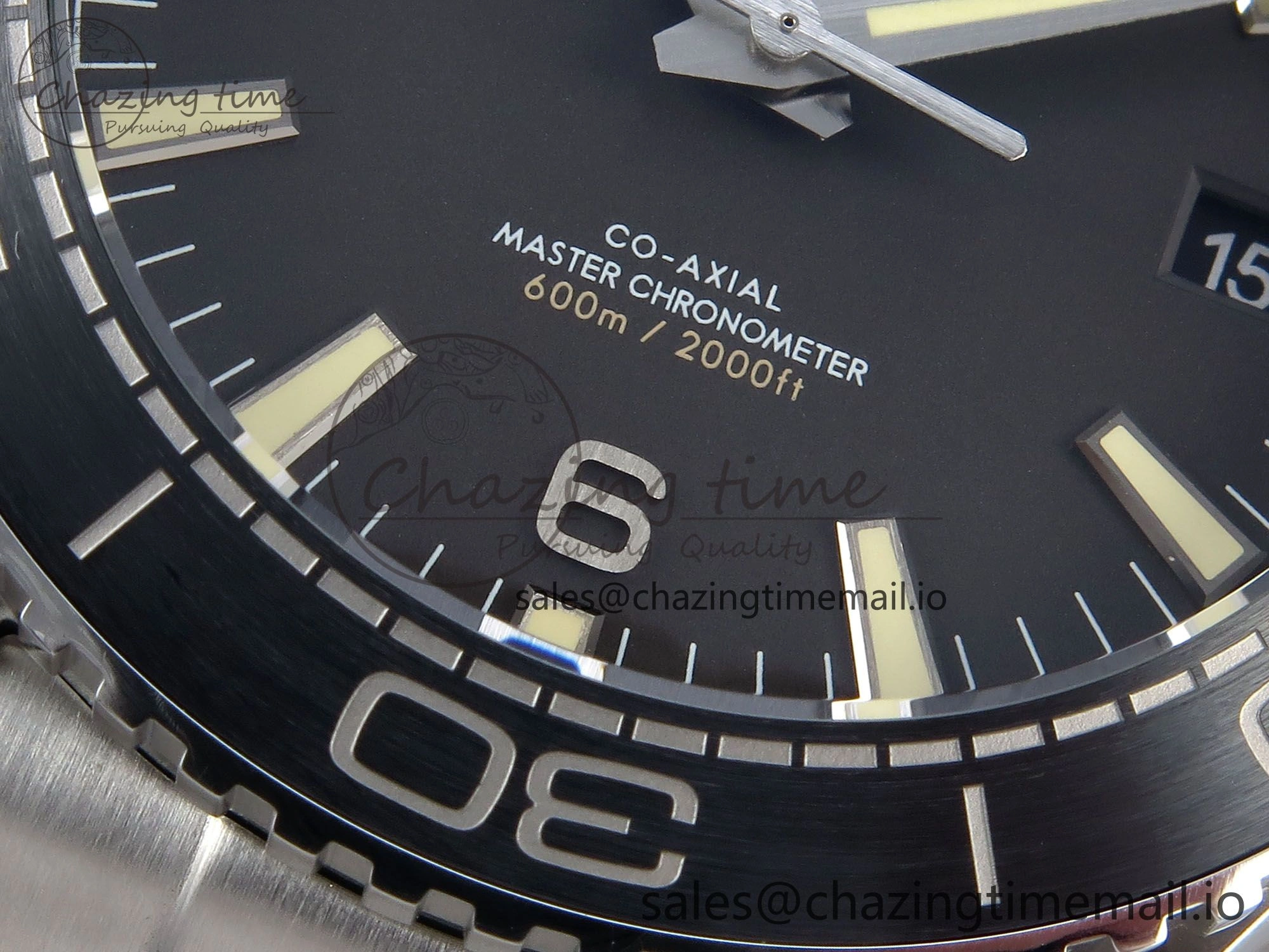 Seamaster Planet Ocean 600M 43.5mm SS SCF 1:1 Best Edition Black Bezel Black Dial on SS Bracelet A8900 Super Clone