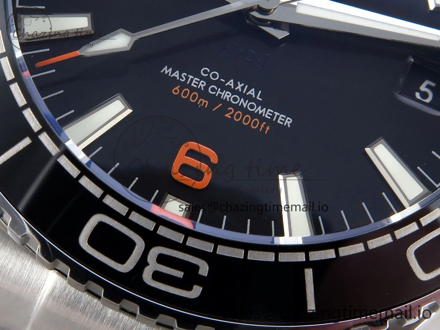 Seamaster Planet Ocean 600M 43.5mm SS SCF 1:1 Best Edition Black Orange Bezel Black Dial on SS Bracelet A8900 Super Clone