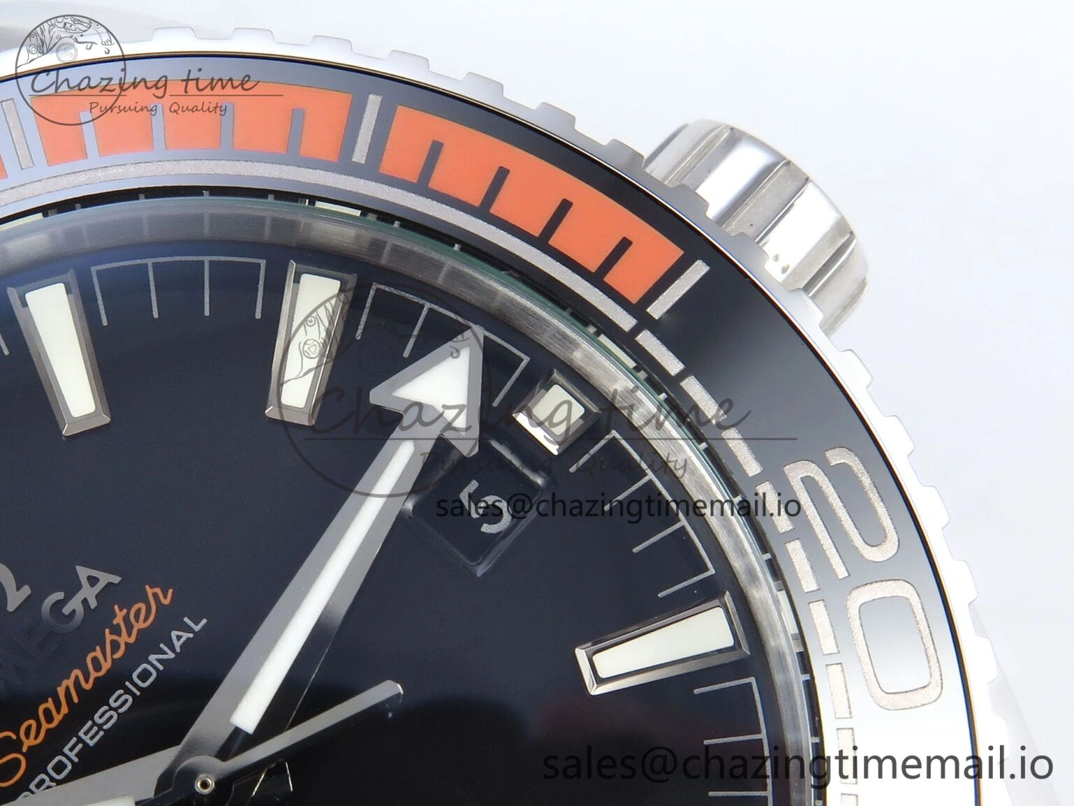Seamaster Planet Ocean 600M 43.5mm SS SCF 1:1 Best Edition Black Orange Bezel Black Dial on SS Bracelet A8900 Super Clone