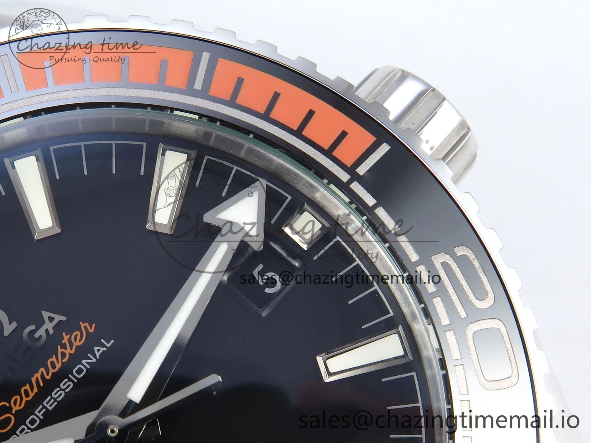Seamaster Planet Ocean 600M 43.5mm SS SCF 1:1 Best Edition Black Orange Bezel Black Dial on SS Bracelet A8900 Super Clone