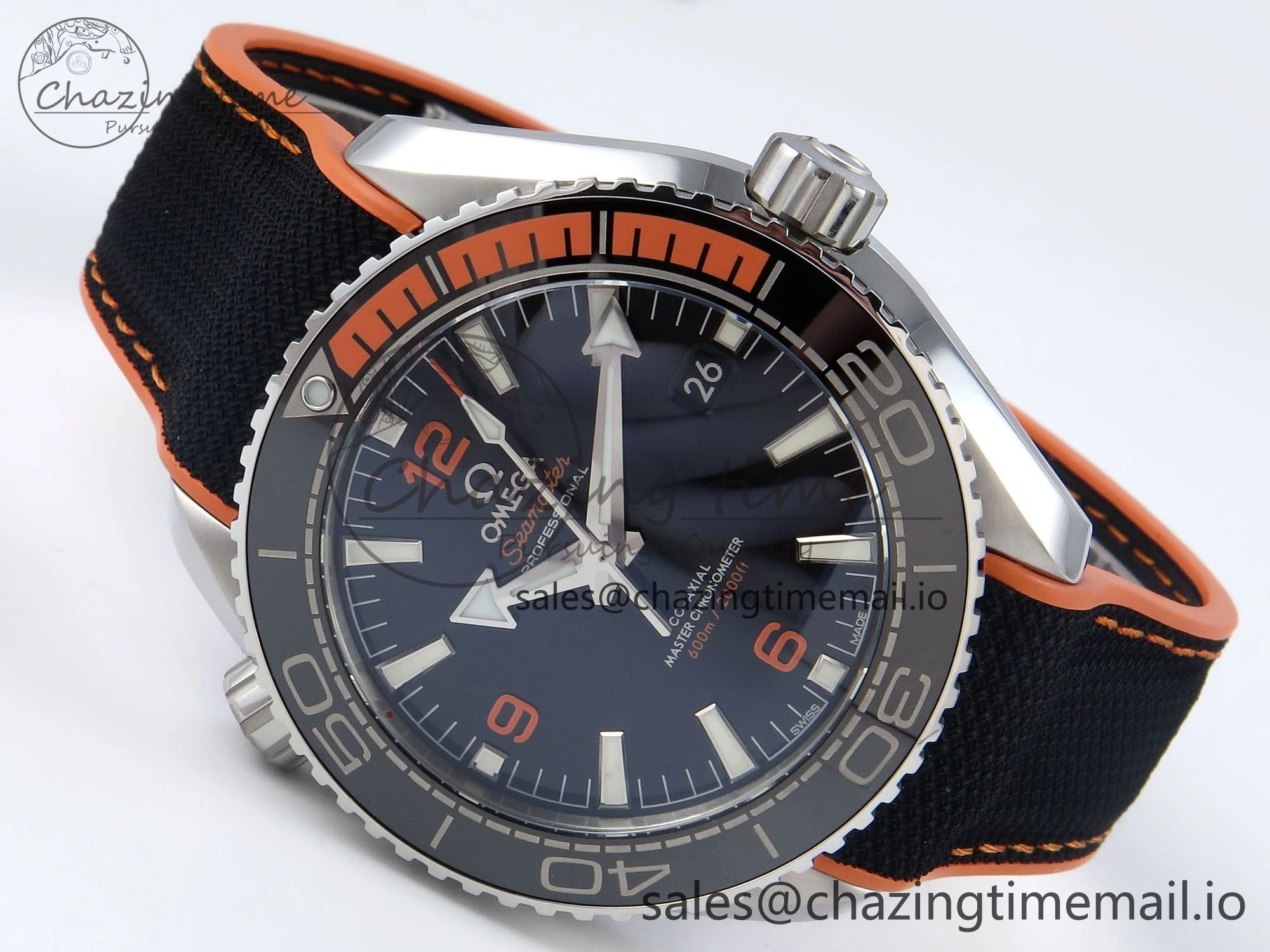 Seamaster Planet Ocean 600M 43.5mm SS SCF 1:1 Best Edition Black orange Bezel Black Dial on Black Rubber Strap A8900 Super Clone