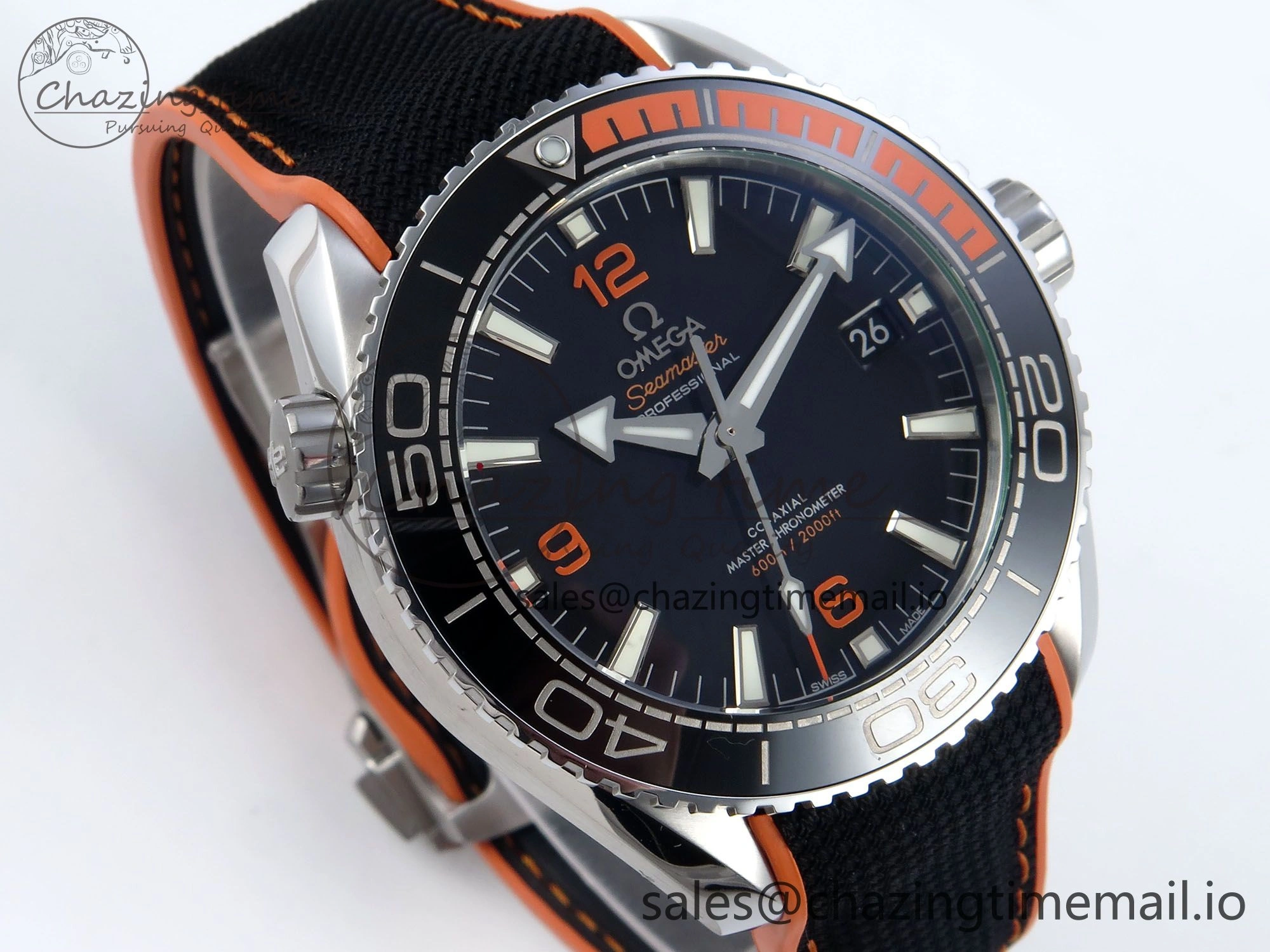 Seamaster Planet Ocean 600M 43.5mm SS SCF 1:1 Best Edition Black orange Bezel Black Dial on Black Rubber Strap A8900 Super Clone