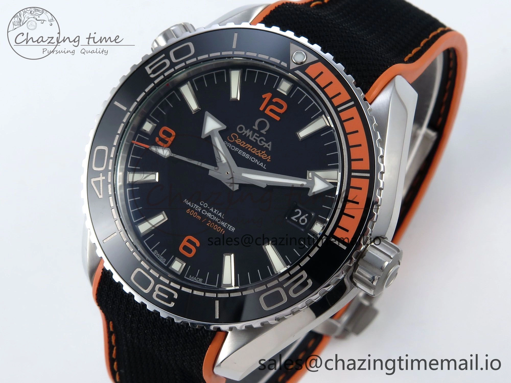 Seamaster Planet Ocean 600M 43.5mm SS SCF 1:1 Best Edition Black orange Bezel Black Dial on Black Rubber Strap A8900 Super Clone