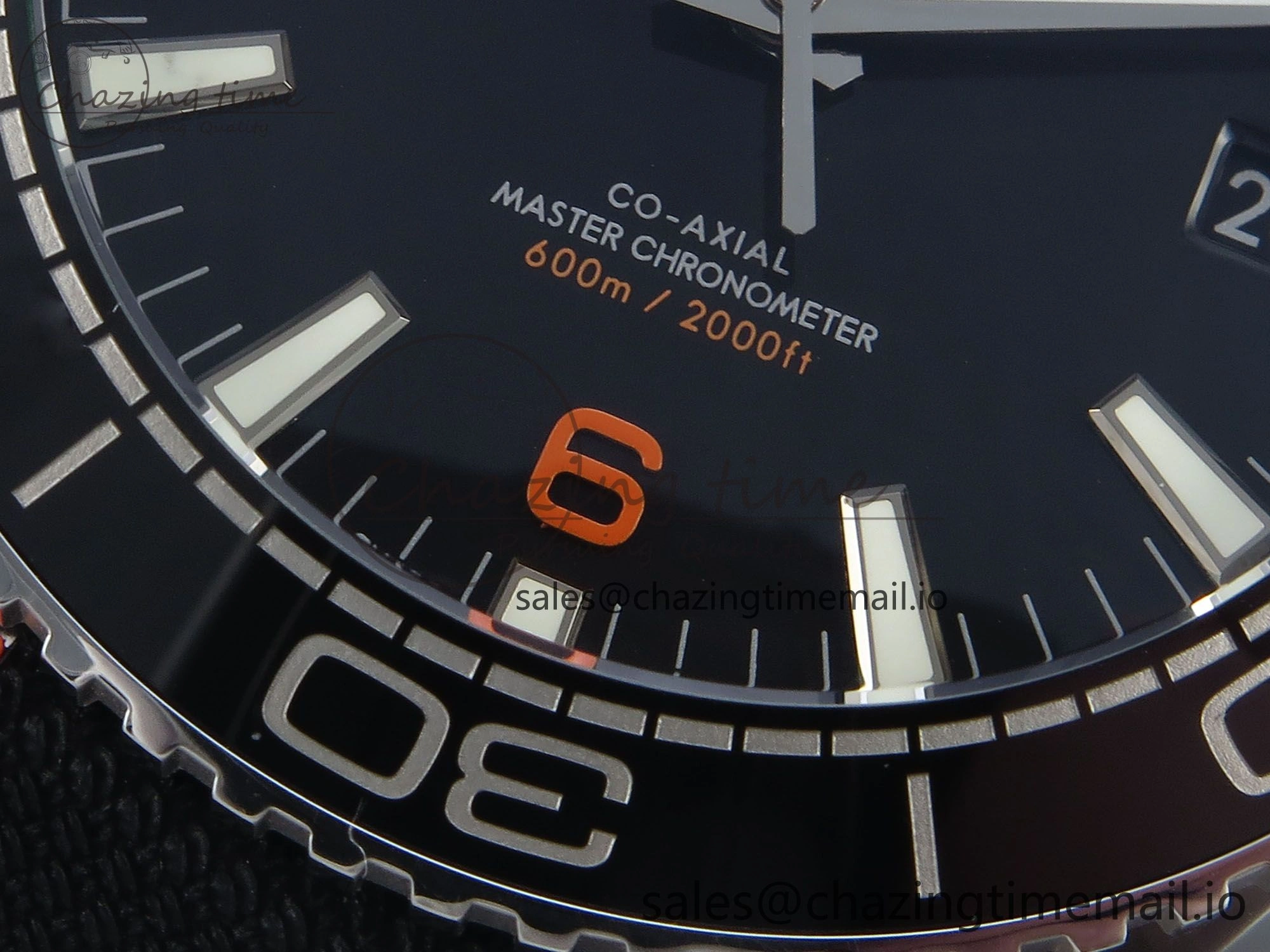 Seamaster Planet Ocean 600M 43.5mm SS SCF 1:1 Best Edition Black orange Bezel Black Dial on Black Rubber Strap A8900 Super Clone