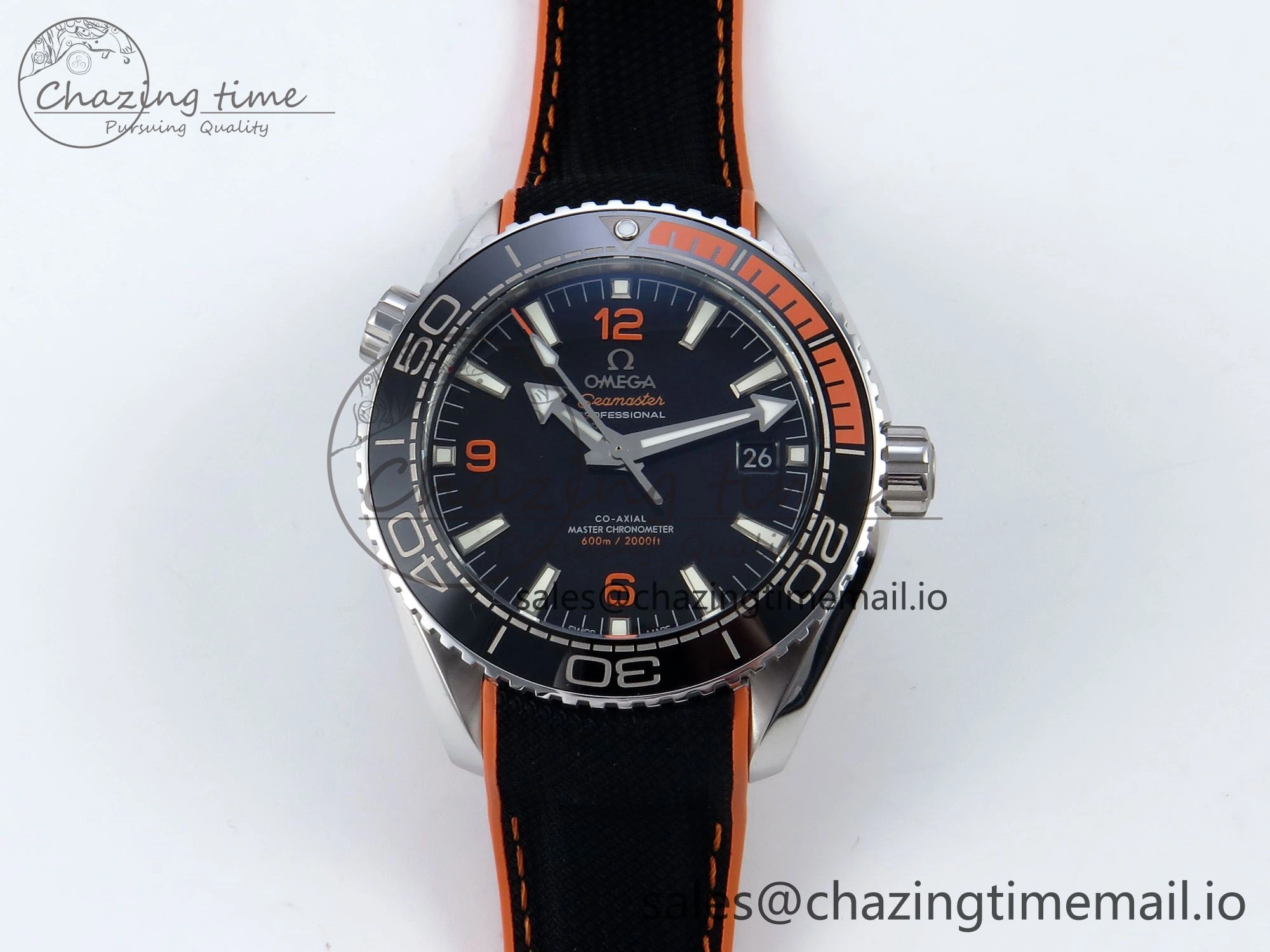 Seamaster Planet Ocean 600M 43.5mm SS SCF 1:1 Best Edition Black orange Bezel Black Dial on Black Rubber Strap A8900 Super Clone