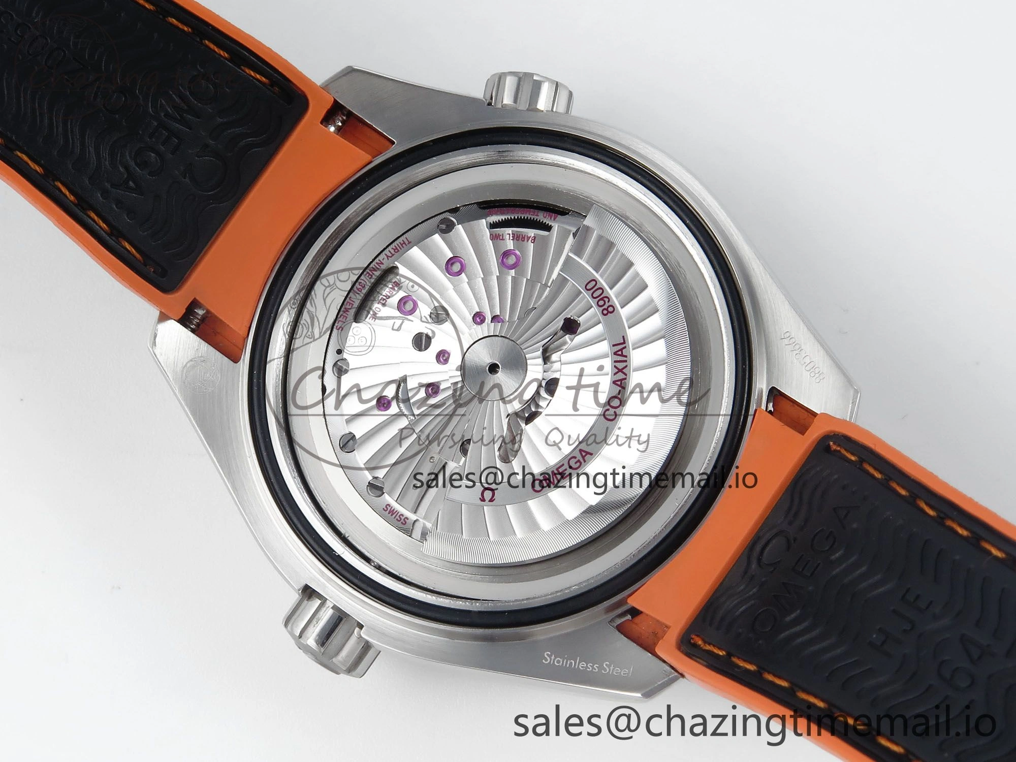 Seamaster Planet Ocean 600M 43.5mm SS SCF 1:1 Best Edition Black orange Bezel Black Dial on Black Rubber Strap A8900 Super Clone