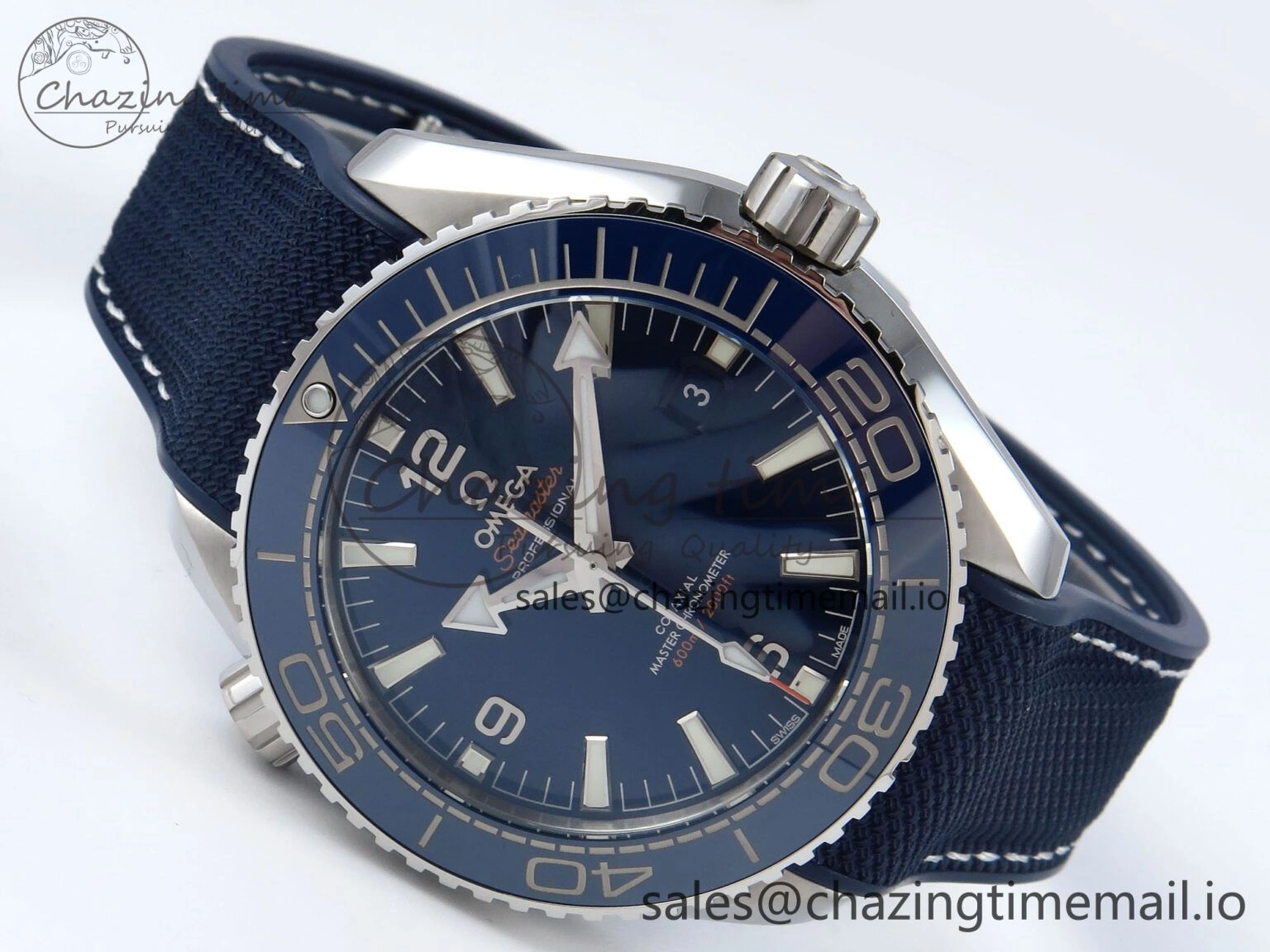 Seamaster Planet Ocean 600M 43.5mm SS SCF 1:1 Best Edition Blue Bezel Blue Dial on Blue Rubber Strap A8900 Super Clone