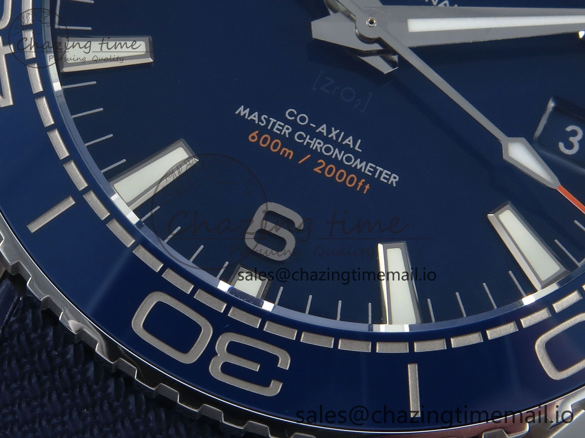 Seamaster Planet Ocean 600M 43.5mm SS SCF 1:1 Best Edition Blue Bezel Blue Dial on Blue Rubber Strap A8900 Super Clone