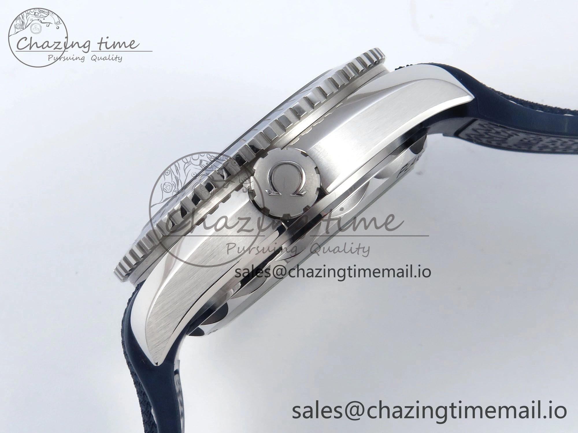 Seamaster Planet Ocean 600M 43.5mm SS SCF 1:1 Best Edition Blue Bezel Blue Dial on Blue Rubber Strap A8900 Super Clone
