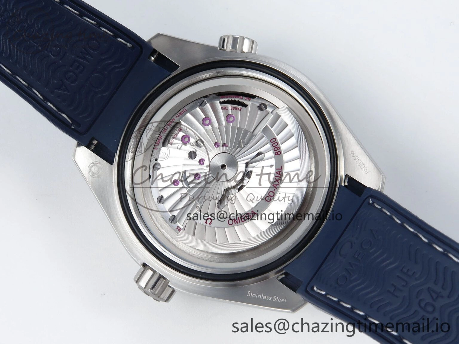 Seamaster Planet Ocean 600M 43.5mm SS SCF 1:1 Best Edition Blue Bezel Blue Dial on Blue Rubber Strap A8900 Super Clone
