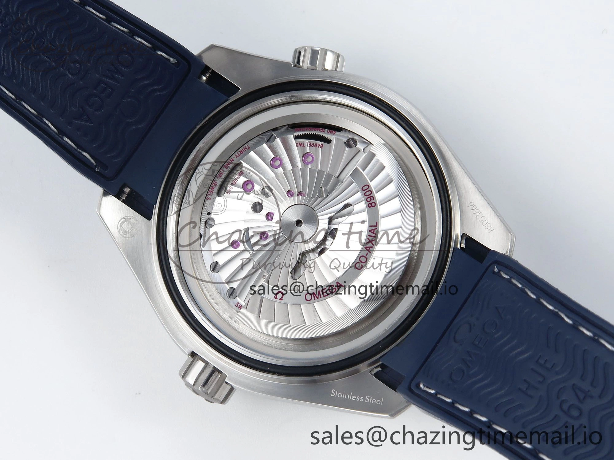 Seamaster Planet Ocean 600M 43.5mm SS SCF 1:1 Best Edition Blue Bezel Blue Dial on Blue Rubber Strap A8900 Super Clone