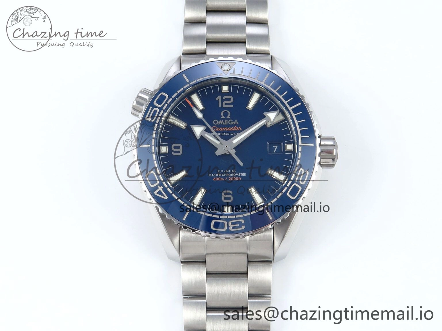 Seamaster Planet Ocean 600M 43.5mm SS SCF 1:1 Best Edition Blue Dial on SS Bracelet A8900 Super Clone