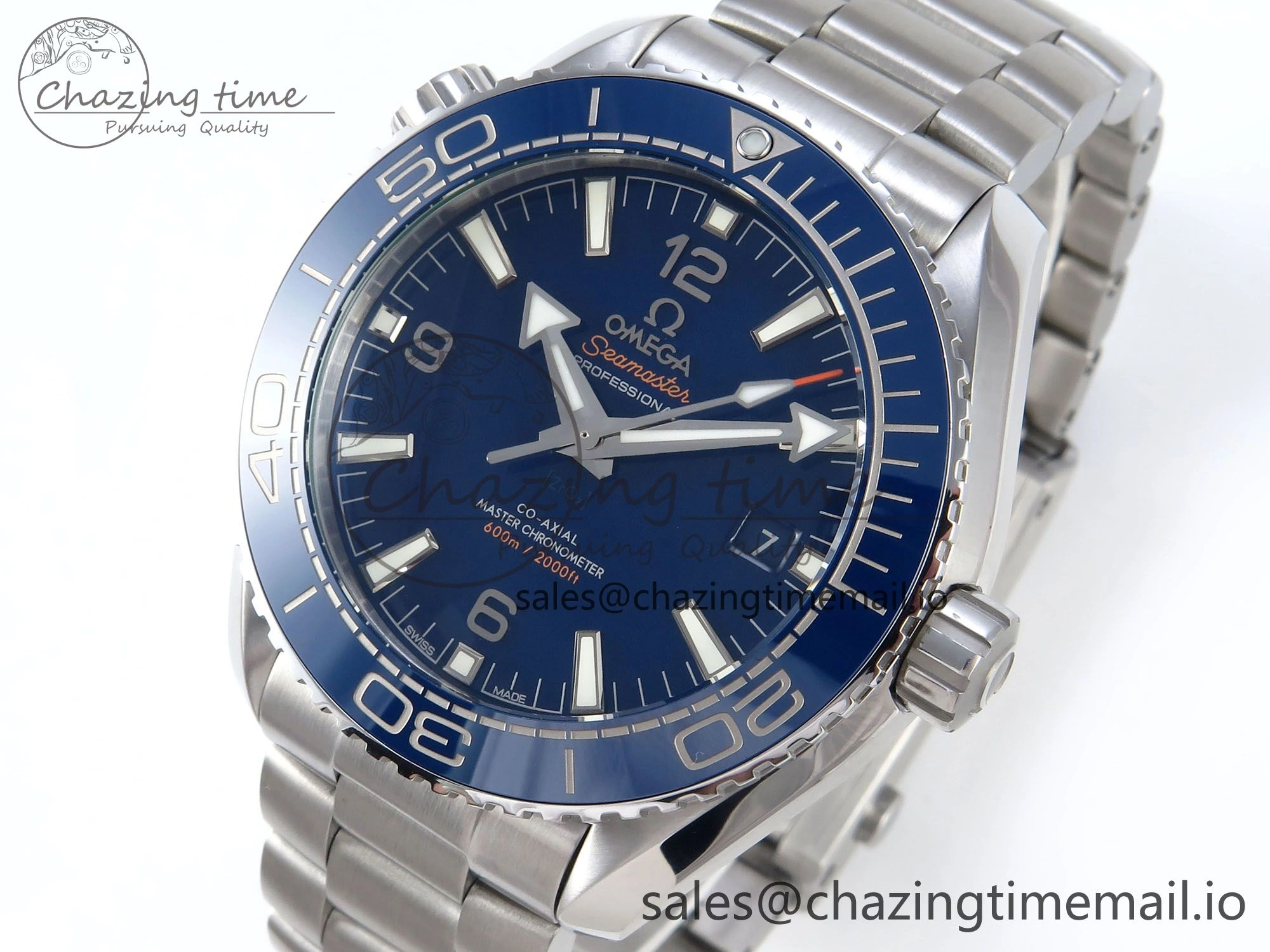 Seamaster Planet Ocean 600M 43.5mm SS SCF 1:1 Best Edition Blue Dial on SS Bracelet A8900 Super Clone