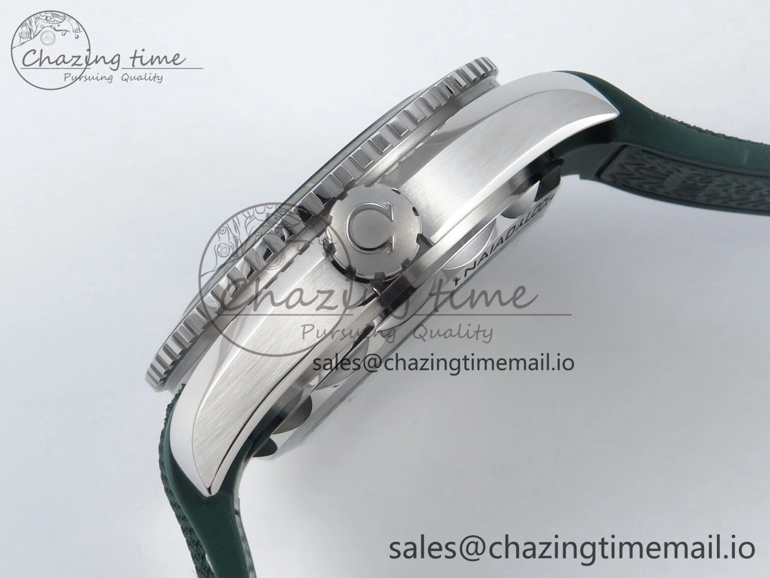 Seamaster Planet Ocean 600M 43.5mm SS SCF 1:1 Best Edition Green Bezel Gray Dial on Green Rubber Strap A8900 Super Clone