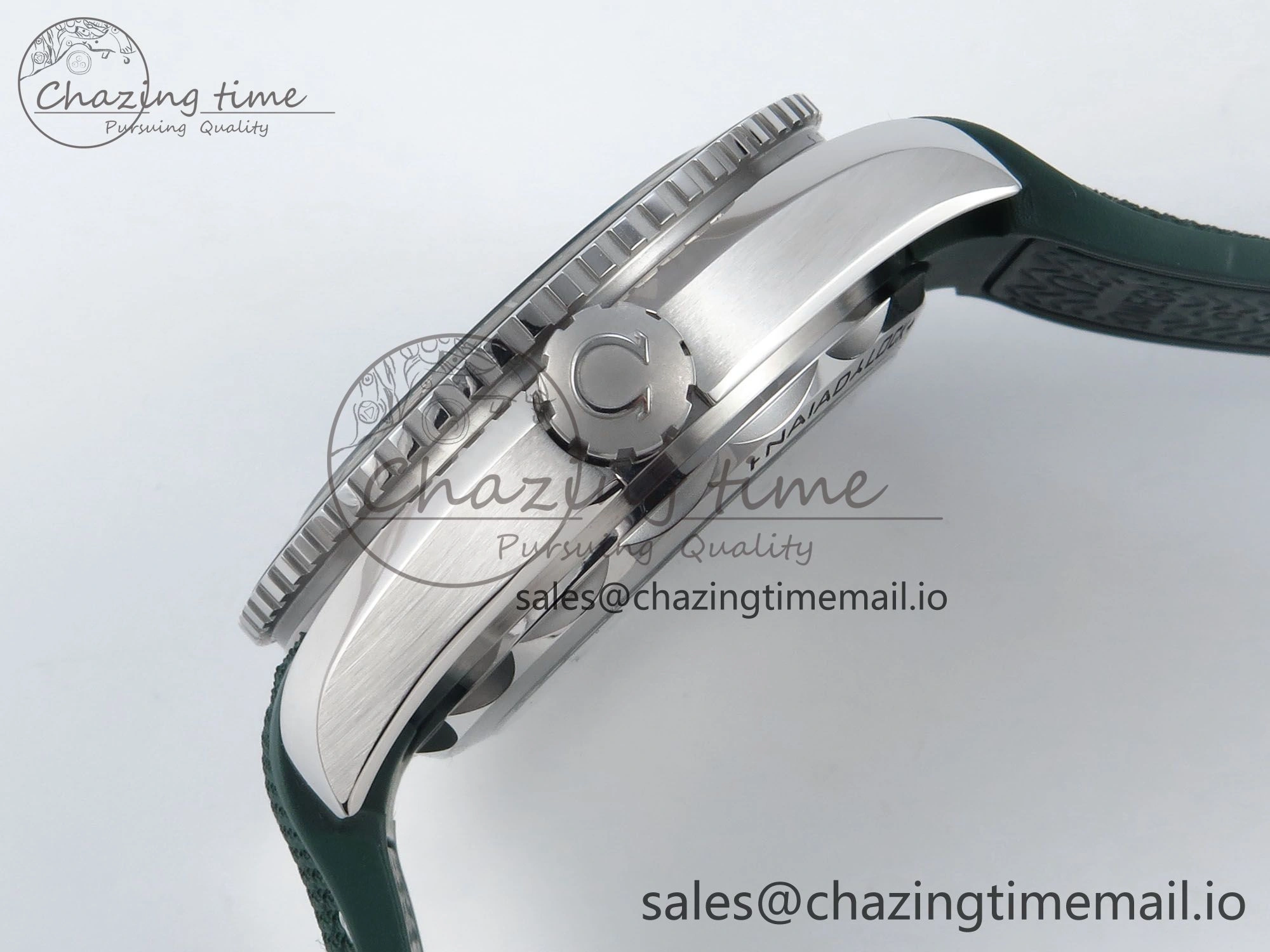 Seamaster Planet Ocean 600M 43.5mm SS SCF 1:1 Best Edition Green Bezel Gray Dial on Green Rubber Strap A8900 Super Clone
