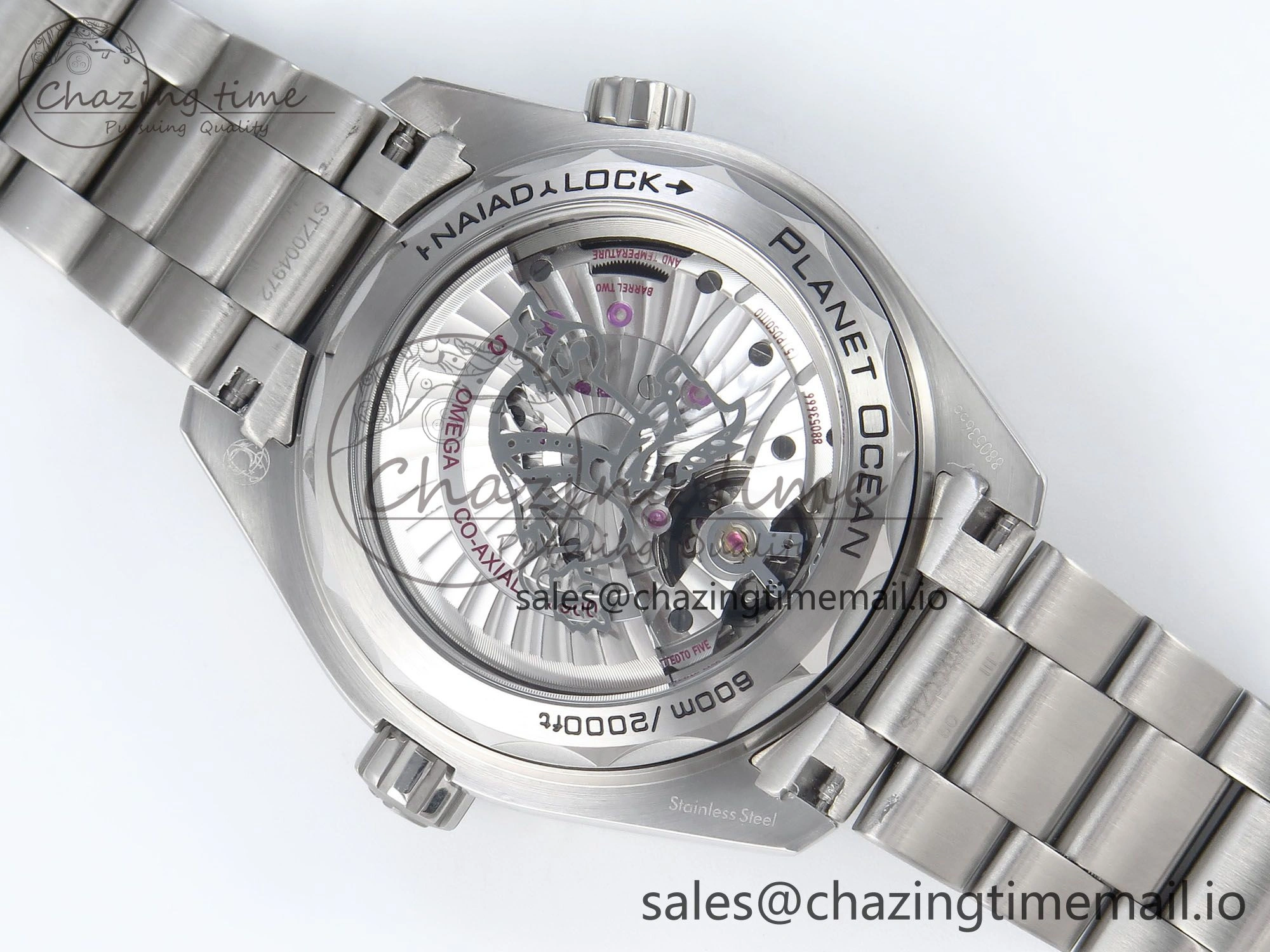 Seamaster Planet Ocean 600M 43.5mm SS SCF 1:1 Best Edition Green Bezel Gray Dial on SS Bracelet A8900 Super Clone