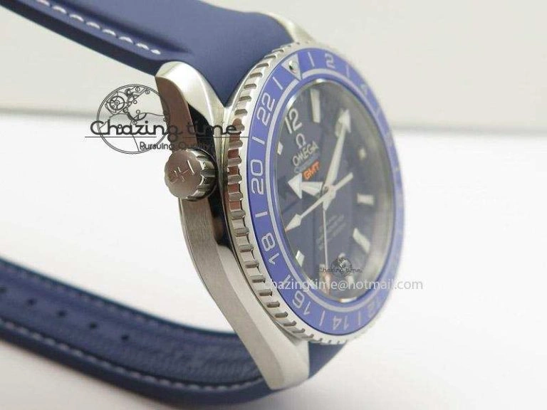 Seamaster Planet Ocean GMT 600M Blue Dial SS On Blue Rubber Strap A8605
