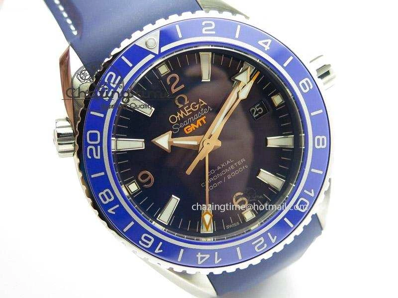 Seamaster Planet Ocean GMT 600M Blue Dial SS On Blue Rubber Strap A8605