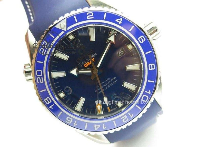 Seamaster Planet Ocean GMT 600M Blue Dial SS On Blue Rubber Strap A8605