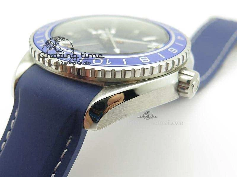 Seamaster Planet Ocean GMT 600M Blue Dial SS On Blue Rubber Strap A8605