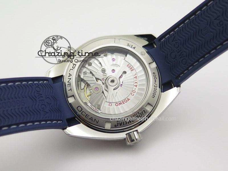 Seamaster Planet Ocean GMT 600M Blue Dial SS On Blue Rubber Strap A8605