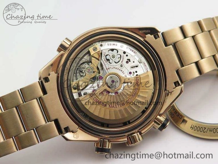Seamaster Pro Chrono RG Best Edition Black Ceramic Black Dial On RG Bracelet A9300