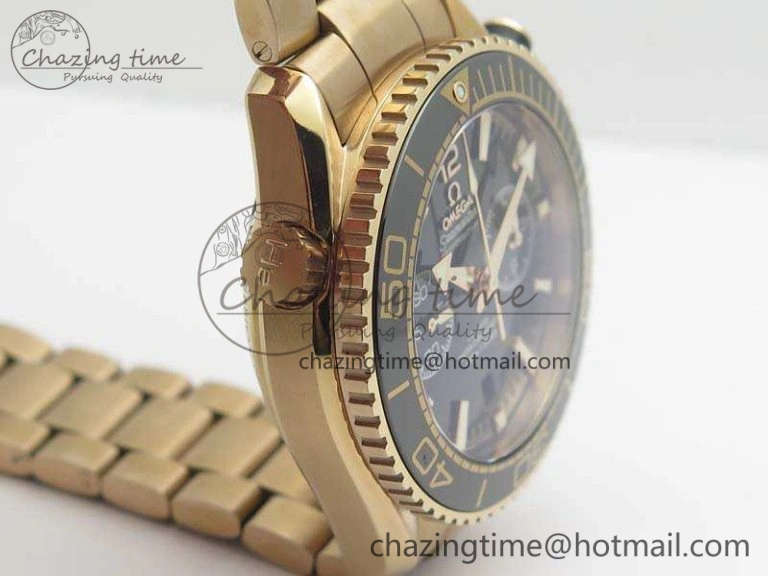 Seamaster Pro Chrono RG Best Edition Black Ceramic Black Dial On RG Bracelet A9300