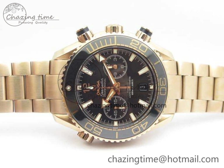 Seamaster Pro Chrono RG Best Edition Black Ceramic Black Dial On RG Bracelet A9300
