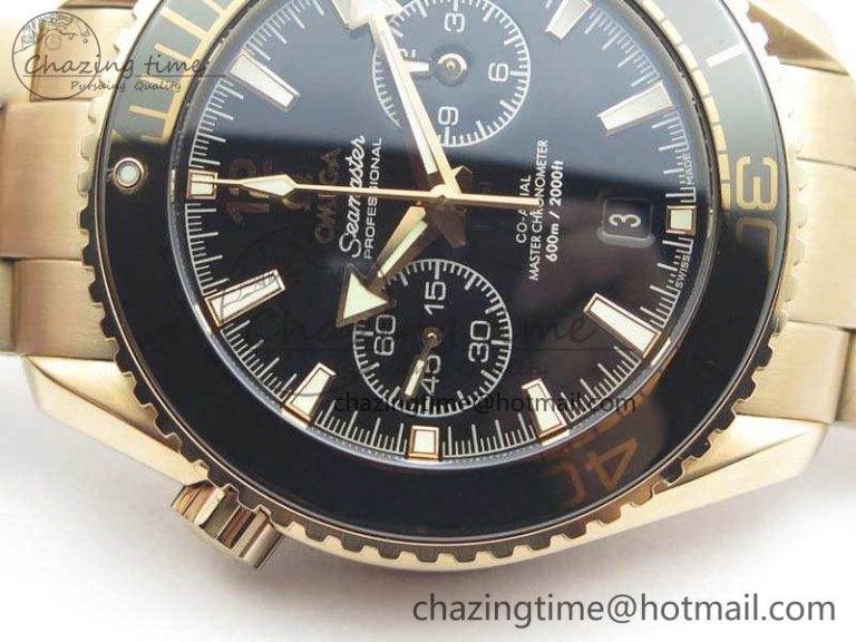Seamaster Pro Chrono RG Best Edition Black Ceramic Black Dial On RG Bracelet A9300