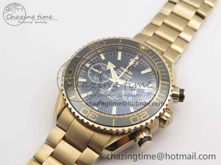 Seamaster Pro Chrono RG Best Edition Black Ceramic Black Dial On RG Bracelet A9300