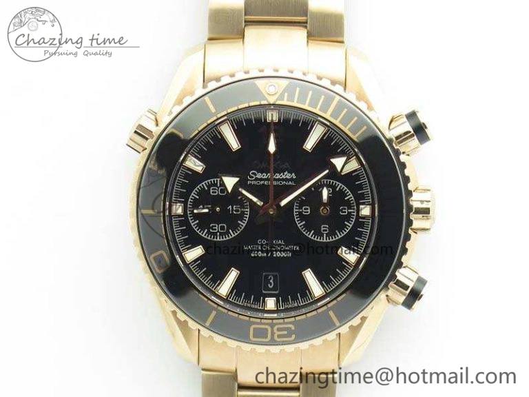 Seamaster Pro Chrono RG Best Edition Black Ceramic Black Dial On RG Bracelet A9300