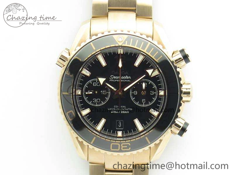 Seamaster Pro Chrono RG Best Edition Black Ceramic Black Dial On RG Bracelet A9300
