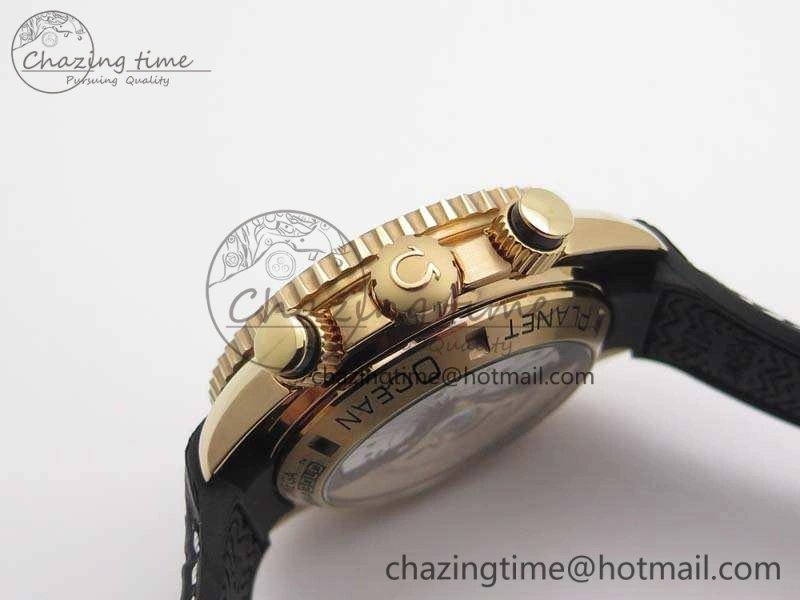 Seamaster Pro Chrono RG OM Best Edition Black Ceramic Black Dial On Gummy Strap A9300