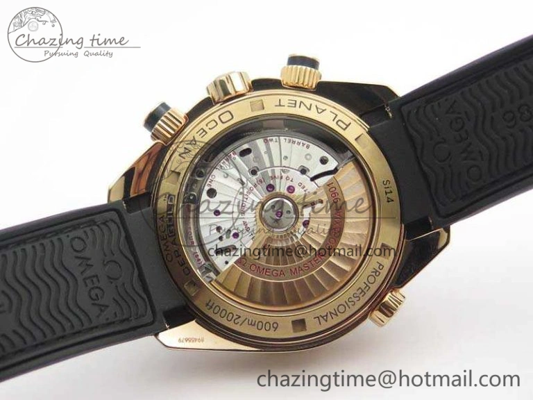 Seamaster Pro Chrono RG OM Best Edition Black Ceramic Black Dial On Gummy Strap A9300