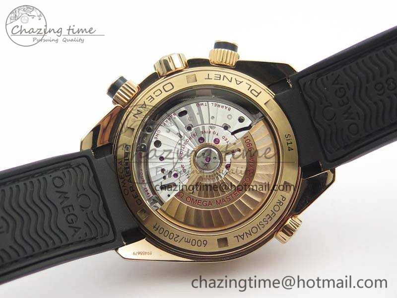 Seamaster Pro Chrono RG OM Best Edition Black Ceramic Black Dial On Gummy Strap A9300