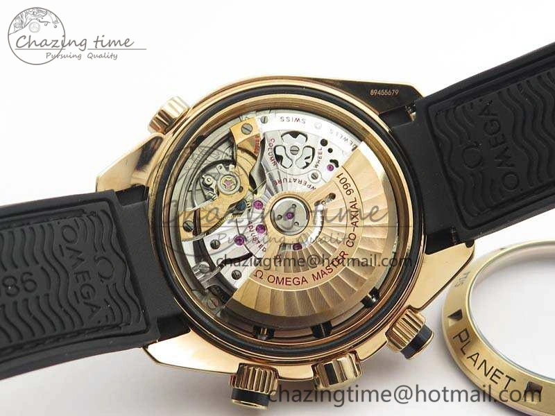 Seamaster Pro Chrono RG OM Best Edition Black Ceramic Black Dial On Gummy Strap A9300