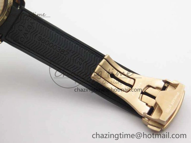 Seamaster Pro Chrono RG OM Best Edition Black Ceramic Black Dial On Gummy Strap A9300