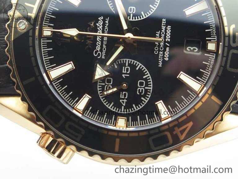 Seamaster Pro Chrono RG OM Best Edition Black Ceramic Black Dial On Gummy Strap A9300