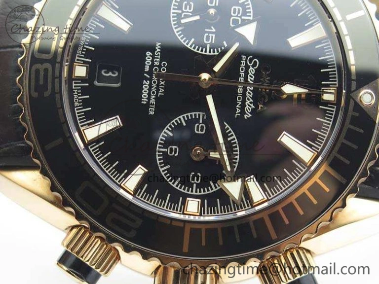 Seamaster Pro Chrono RG OM Best Edition Black Ceramic Black Dial On Gummy Strap A9300